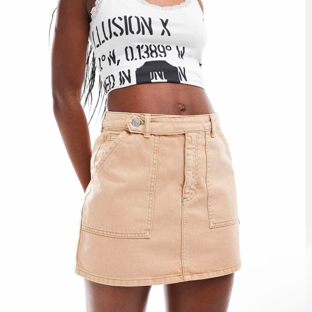 ASOS tan denim mini skirt